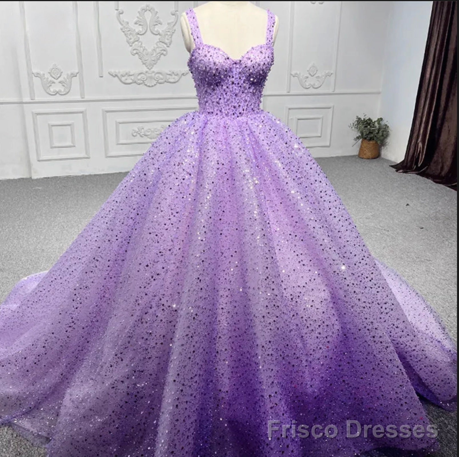 Purple Sweetheart Sequined Evening Party Dress Main image