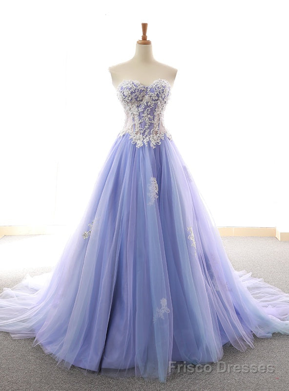 Purple Sweetheart Tulle Lace Appliques Wedding Dress Main image