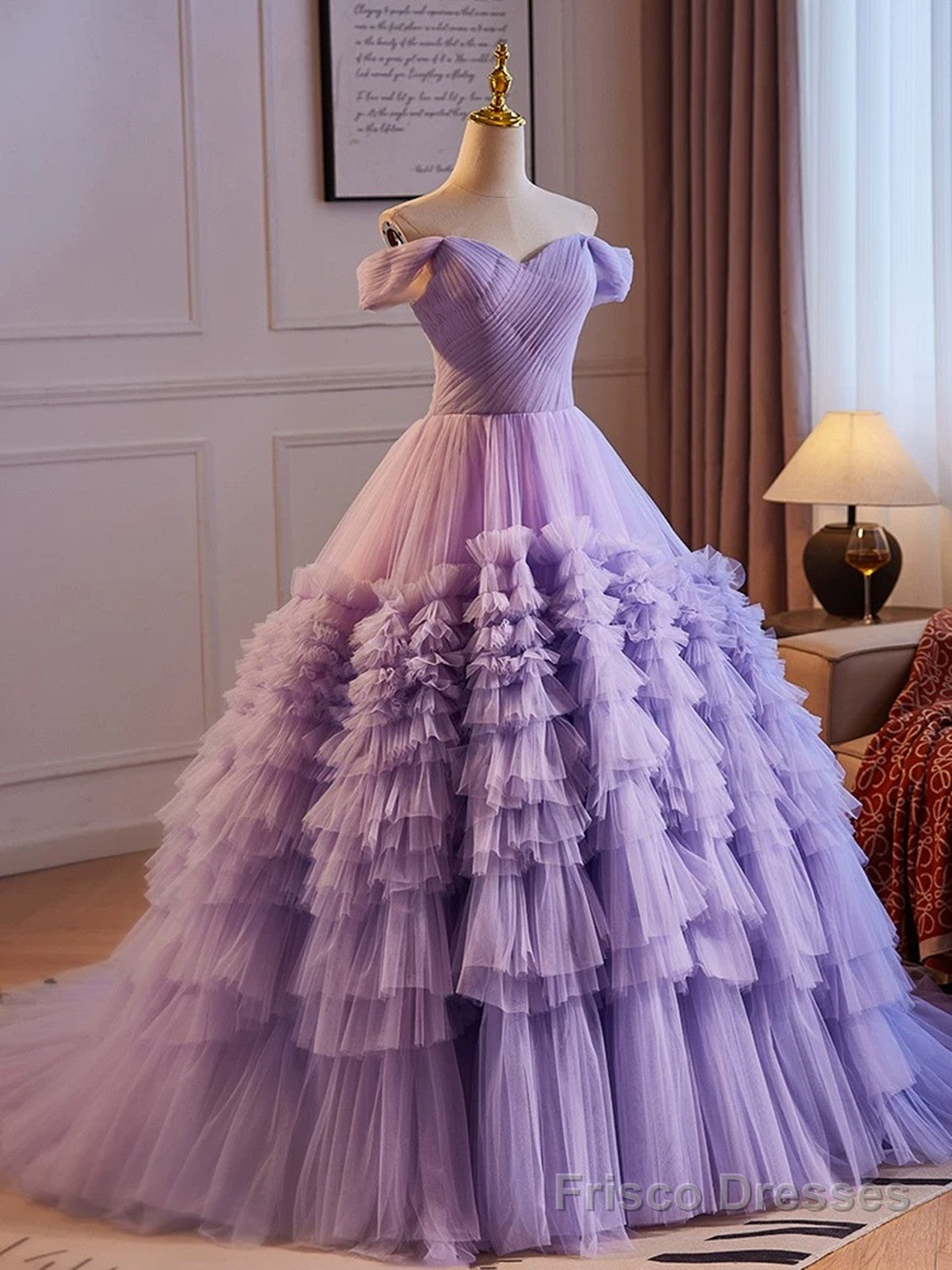 Purple Sweetheart Tulle Layers Sweet 16 Dress, Purple Tulle Long Prom Dress Secondary image