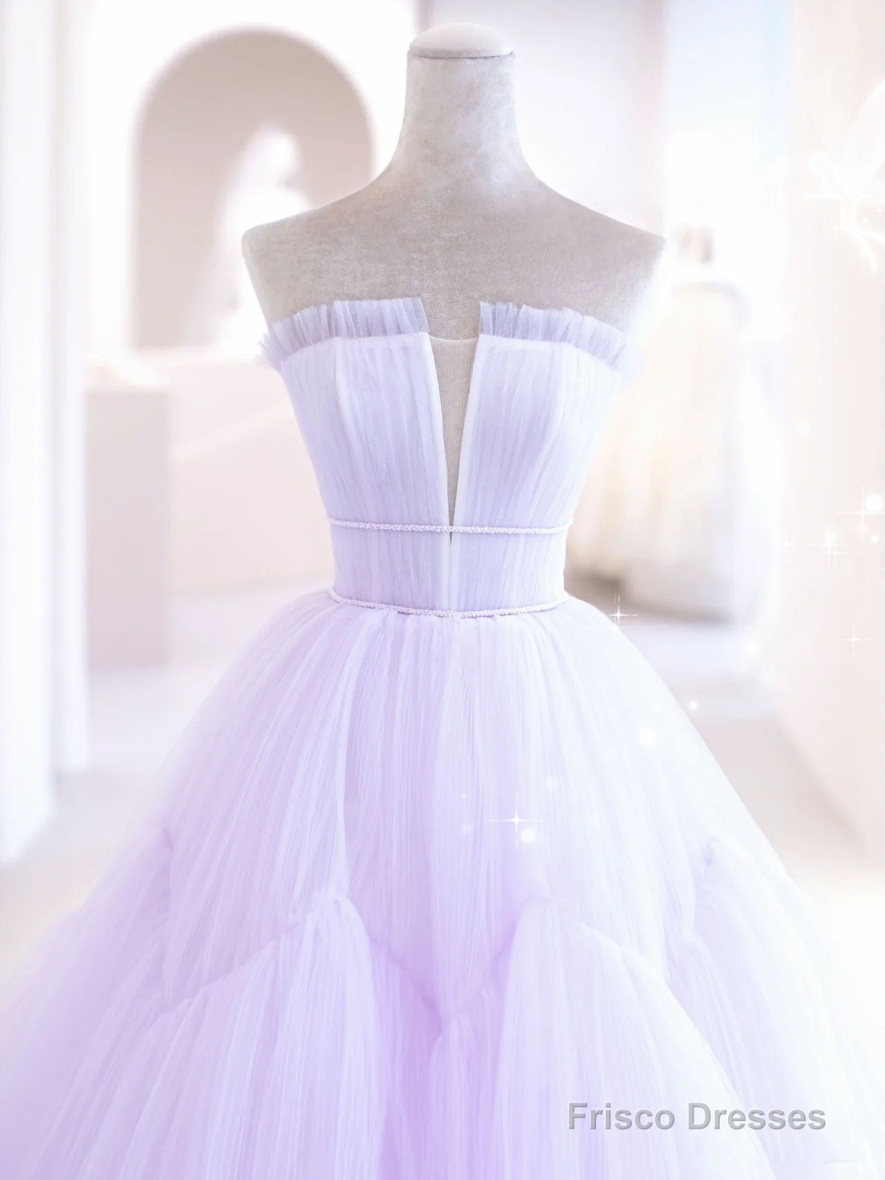 Purple  Tulle A Line Long Prom Dress, Tulle Long Evening Dress Secondary image