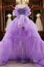 Purple tulle high low Formal Prom Dress, purple evening Dress