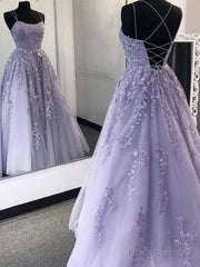 Purple Tulle Lace Long Prom Dress Formal Dress