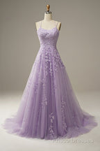 Purple Tulle Lace Long Formal Prom Dress Formal Dress