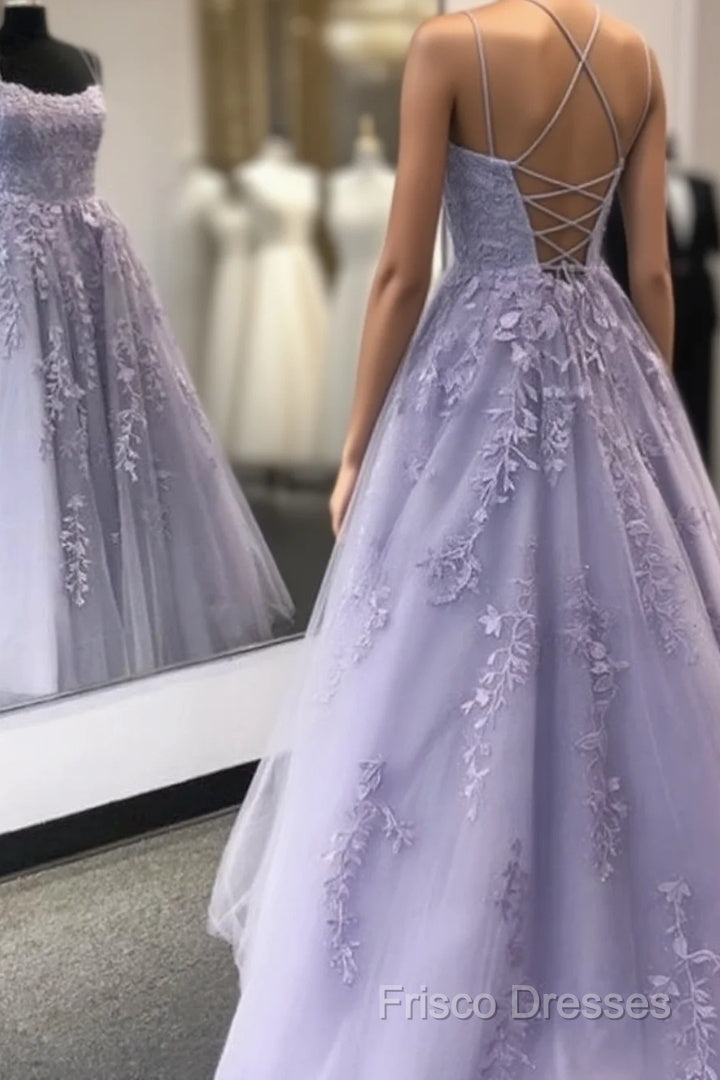 Purple Tulle Lace Long Formal Prom Dress Formal Dress Main image