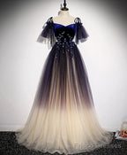 Purple Tulle Lace Long Prom Dress Purple Formal Dress