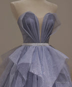 Purple Tulle Sequin Long Prom Dress Purple Sequin Evening Dress