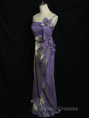 Purple Vintage Floral Embellished Sheath Gown Evening Dress