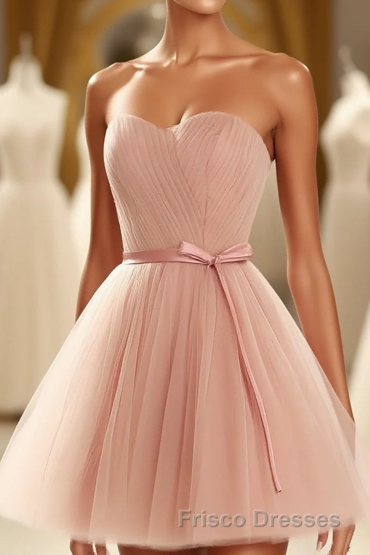 Cute Sweetheart Neck Tulle Short Formal Prom Dress, Bridesmaid Dress Main image