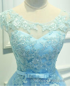Light Blue Lace Tulle Short Formal Prom Dress, Homecoming Dress