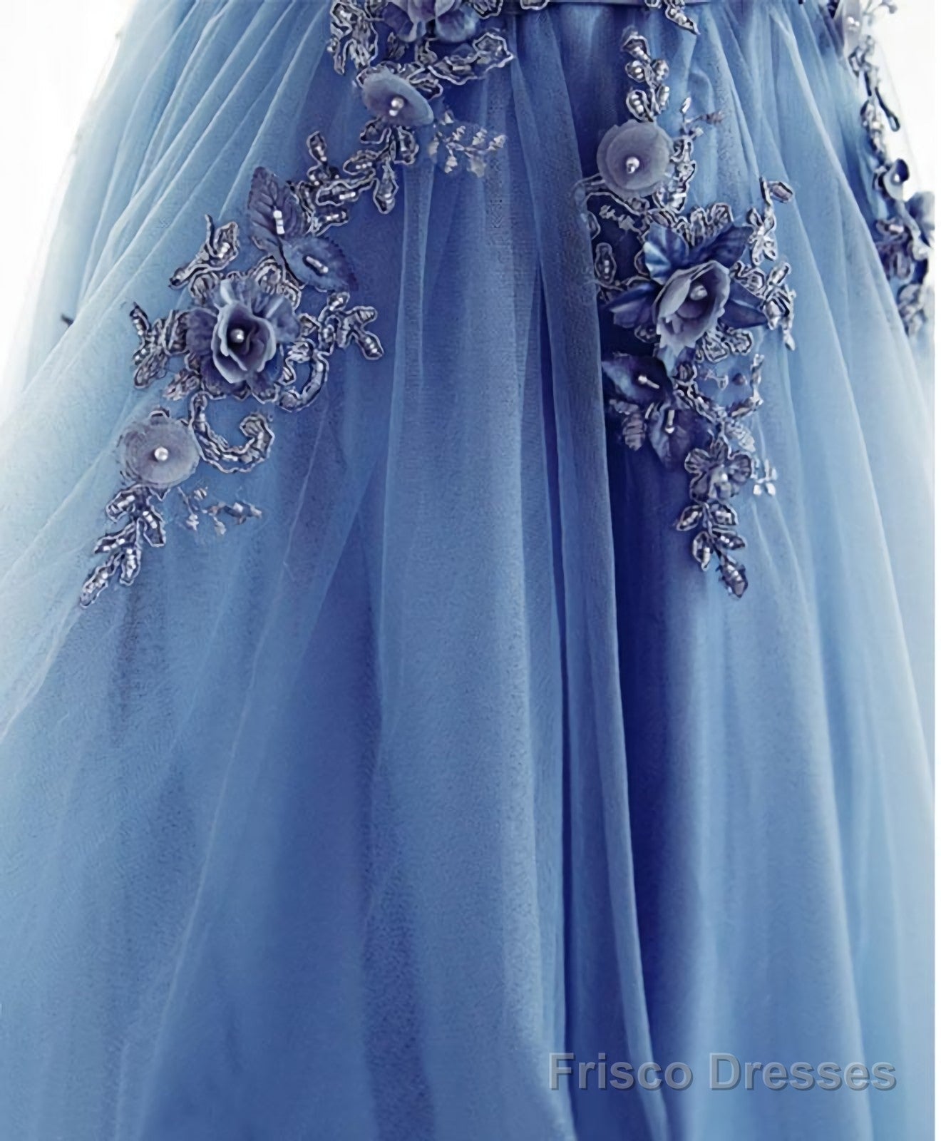 Blue A Line Tulle Lace Long Prom Dress, Evening Dress Frisco Dresses Blue A Line Tulle Lace Long Prom Dress, Evening Dress Frisco Dresses
