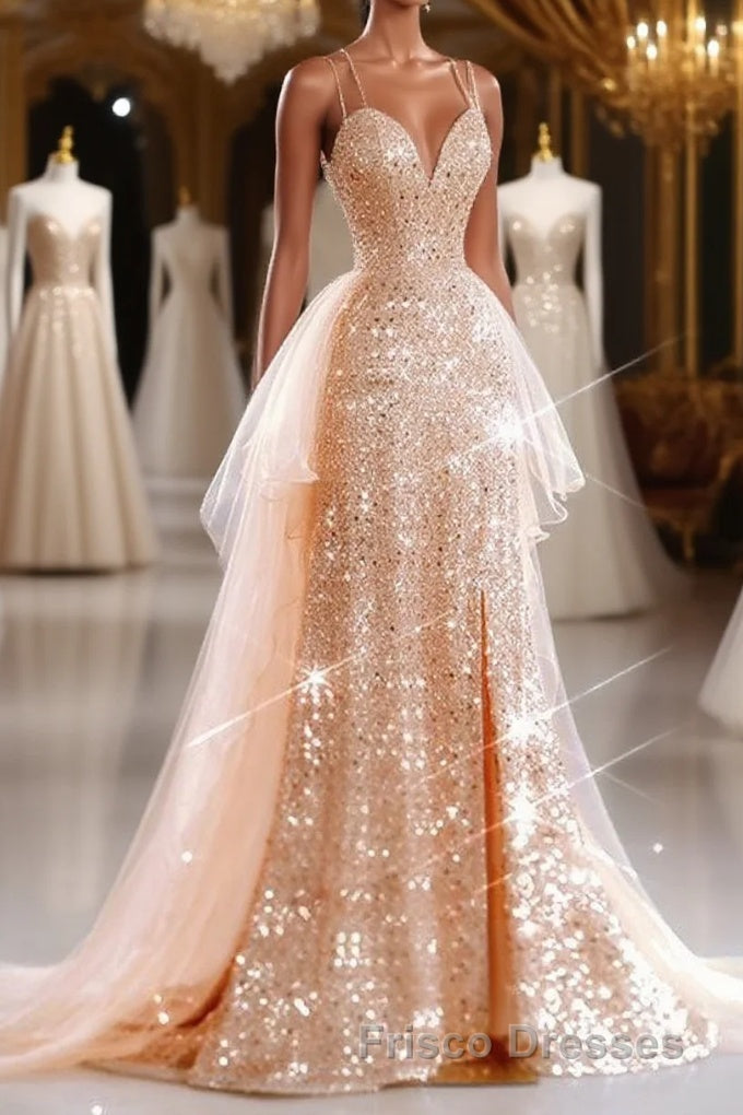 A-Line Formal Prom Dress Sparkle & Shine Dress Wedding Guest Sweet 16 Floor Length Sleeveless Sweetheart Tulle with Sequin Masquerade Dress Main image