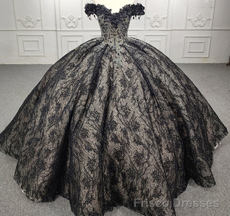 Quinceanera Black Off-the-Shoulder Ball Gown Dress Main image