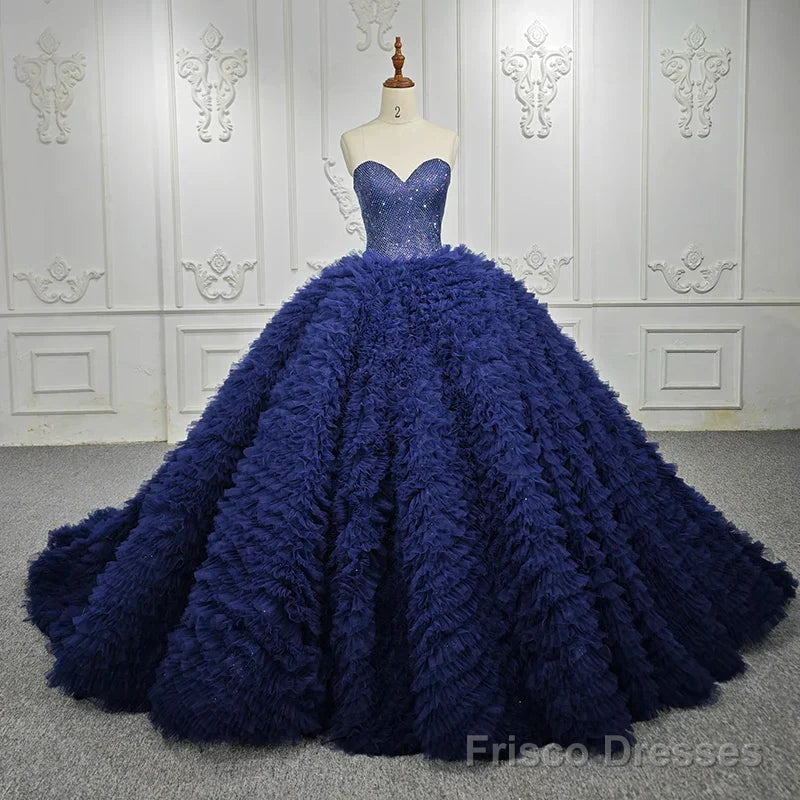 Quinceanera Dress Classic Dark Navy Strapless Quinceanera Dresses Sleeveless Sweetheart Beading Ball Gown Secondary image