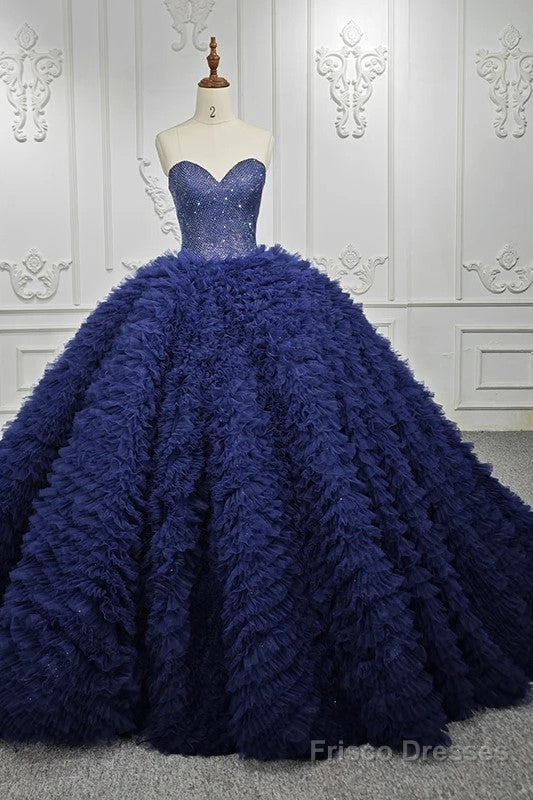 Quinceanera Dress Classic Dark Navy Strapless Quinceanera Dresses Sleeveless Sweetheart Beading Ball Gown Main image