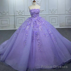 Quinceanera Dress Elegant Party Princess Dress Pearls Strapless Evening Gown Appliques Ball Gown