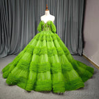 Quinceanera Dress Green Exquisite A Line Off-the-Shoulder Ball Gown