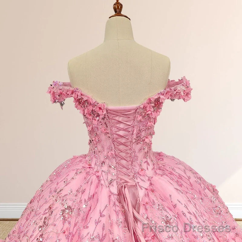 Quinceanera Dress Luxury Ball Gown Appliques Off the Shoulder Sweet Dresses Beading