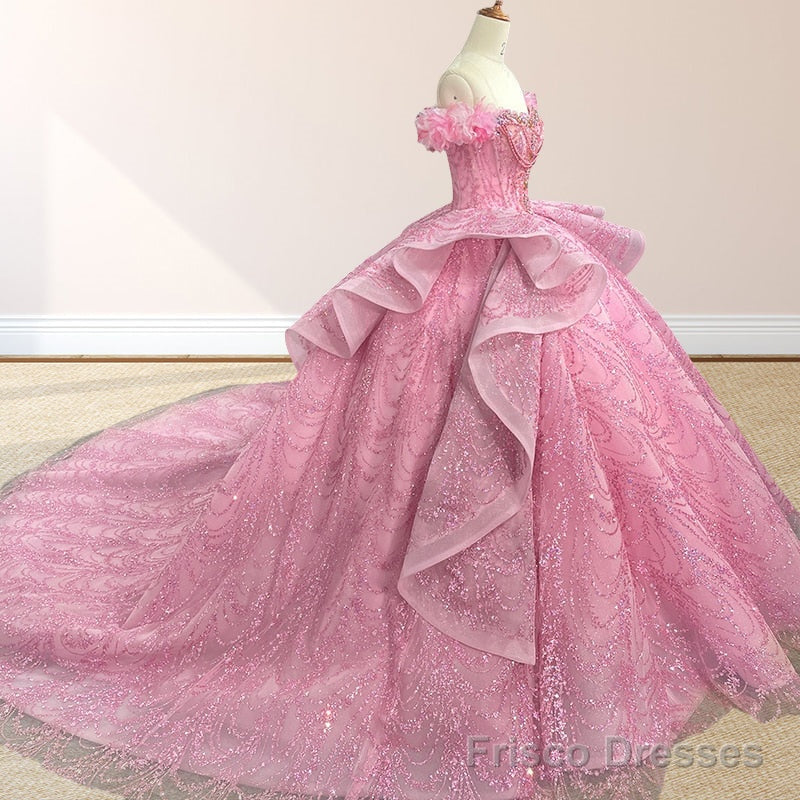 Quinceanera Dress With Sequins Off the Shoulder Chapel Train Secondary image