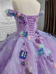 Quinceanera Dress Off the Shoulder Party Dress Sweetheart Neck Lavender Tulle Ball Gown