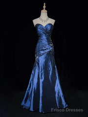 Sexy Sweetheart Sleeveless Mermaid Satin Long Prom Dresses For Party Online
