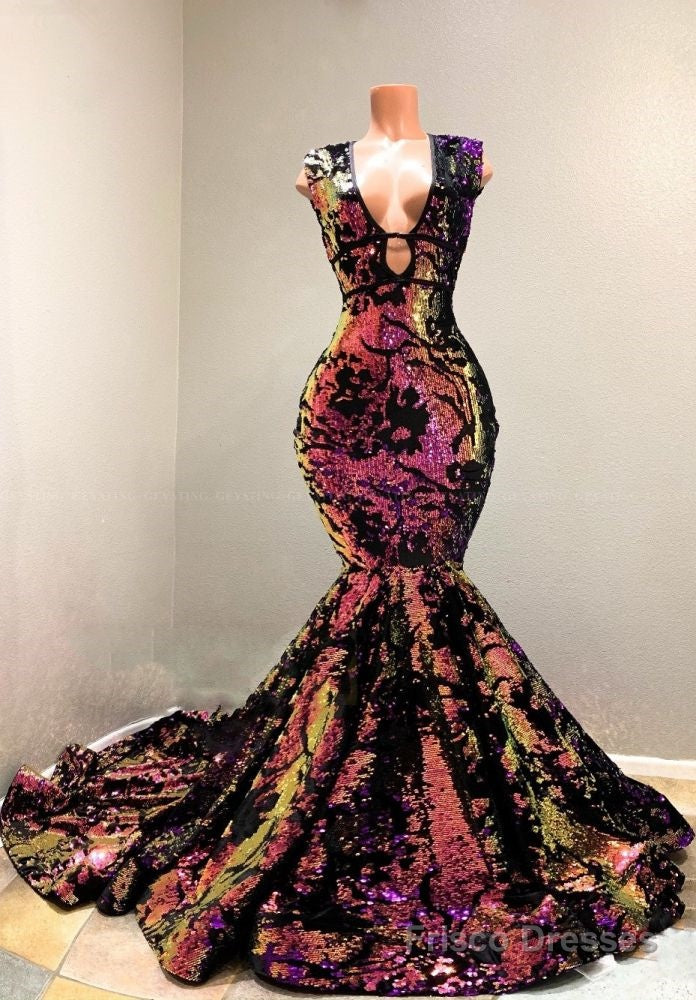 Radiant Sequins V-neck Sleeveless Court Train Mermaid Prom Dresses Secondary image