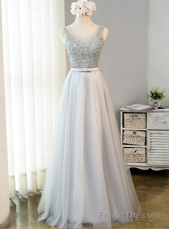 Ready To Ship Gray Tulle Beading Prom Dress Main image