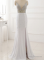 Real Picture Prom Dress Evening Party Gowns Long Sexy High Slit Chiffon Crystal