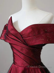 Red And Black Satin Party Dress Formal Prom Dress, A-Line Satin Evening Dress