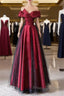 Red And Black Satin Party Dress Formal Prom Dress, A-Line Satin Evening Dress
