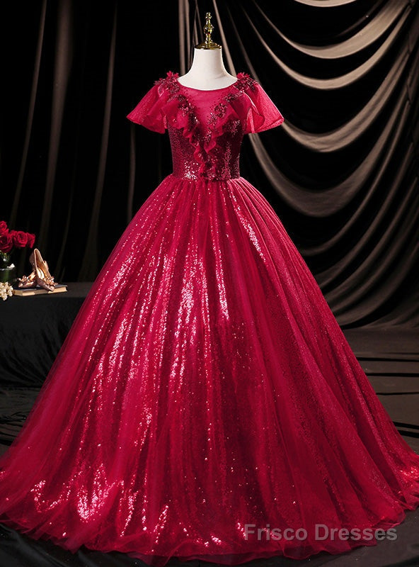 Red Ball Gown Sequins Appliques Quinceanera Dress Main image
