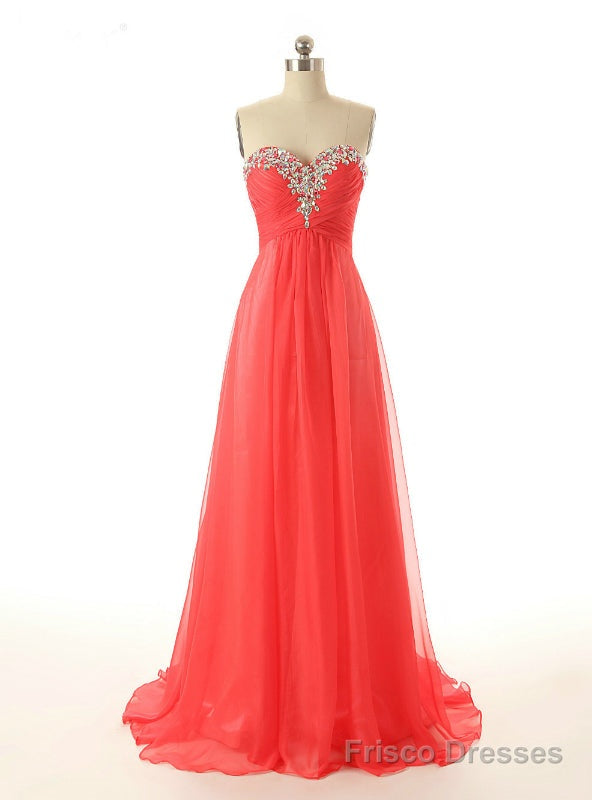 Red Chiffon Sweetheart Beading Bridesmaid Dress