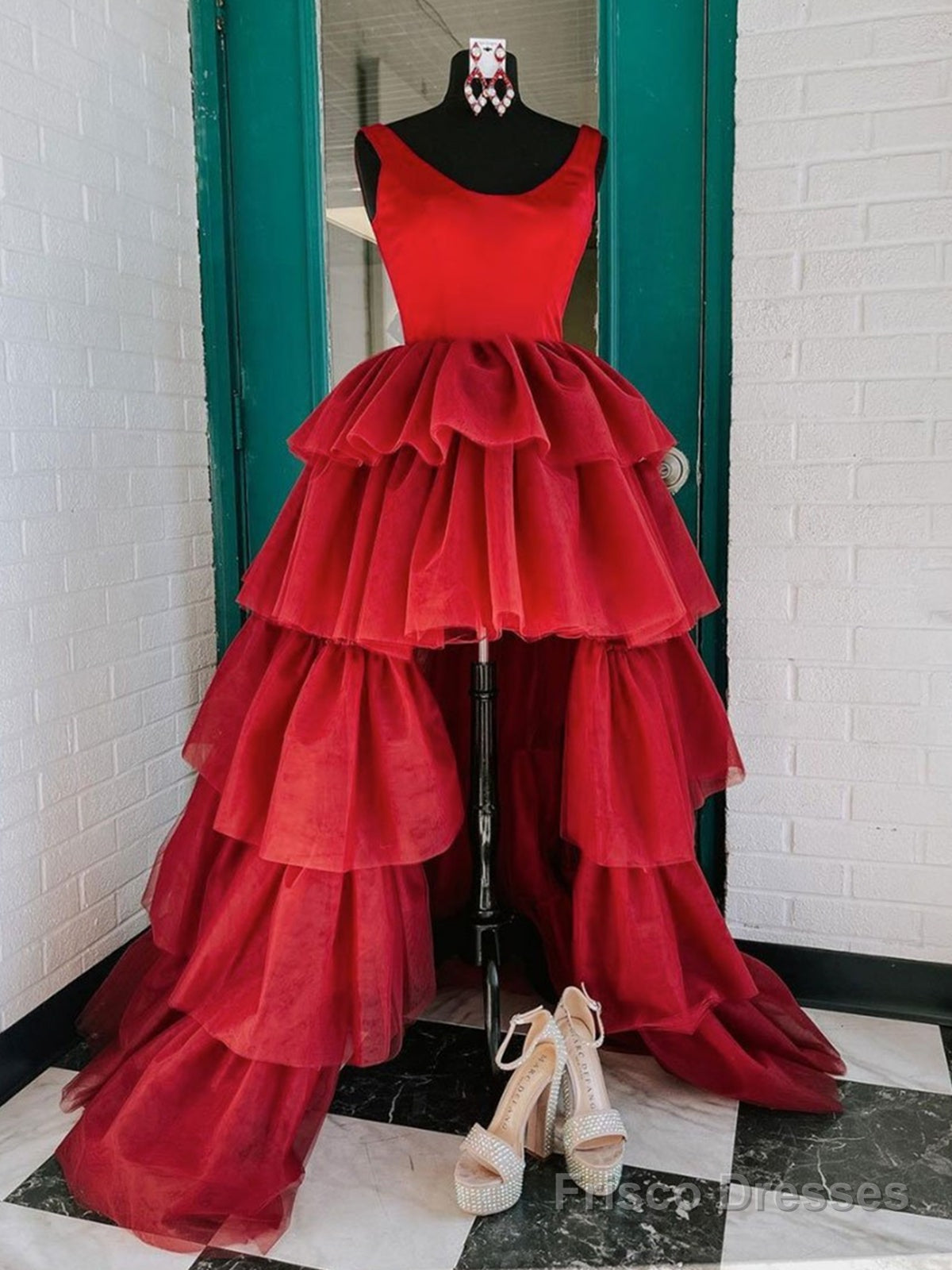 Red High Low Prom Dresses, Red High Low Formal Evening Dresses Main image