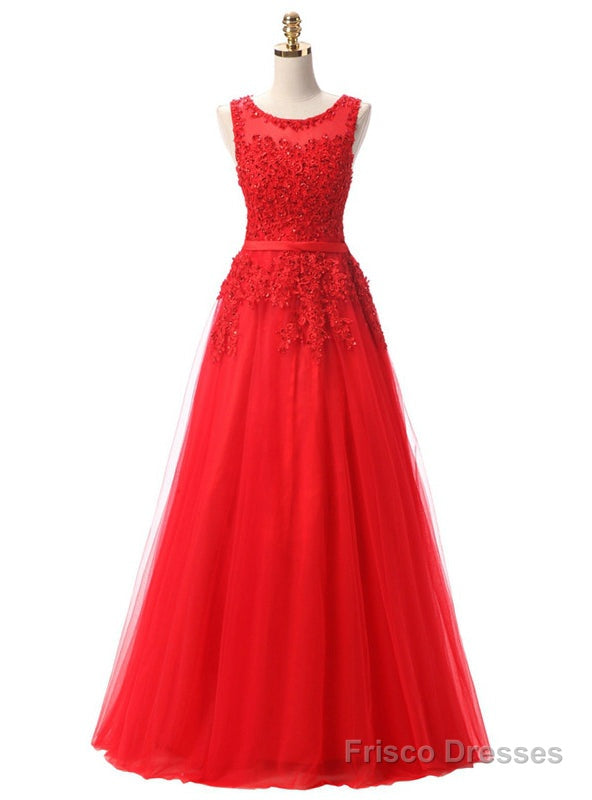 Red Lace Beading Scoop Sleeveless Bridesmaid Dress