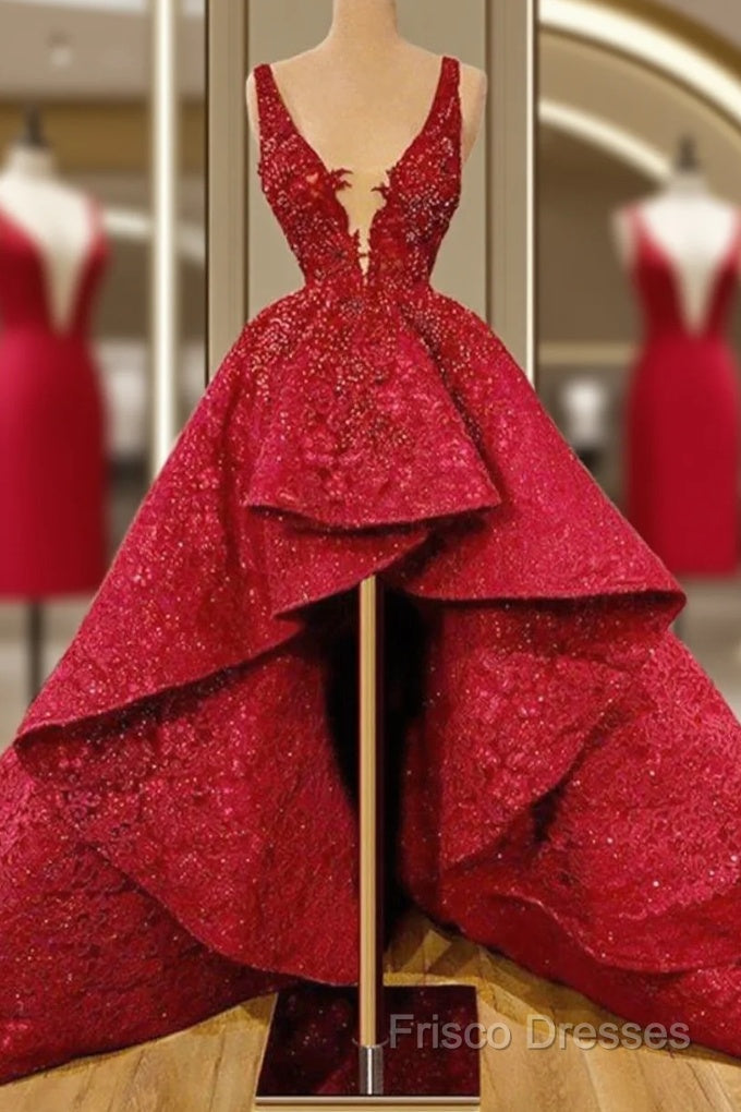 Red Lace Formal Prom Dress Elegant Cocktail Dress Party Sexy Celebrity Dress