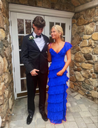 Long Red Prom Dresses, Sexy Lace Evening Dress With Slit