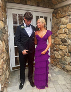 Long Red Prom Dresses, Sexy Lace Evening Dress With Slit