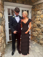 Long Red Prom Dresses, Sexy Lace Evening Dress With Slit