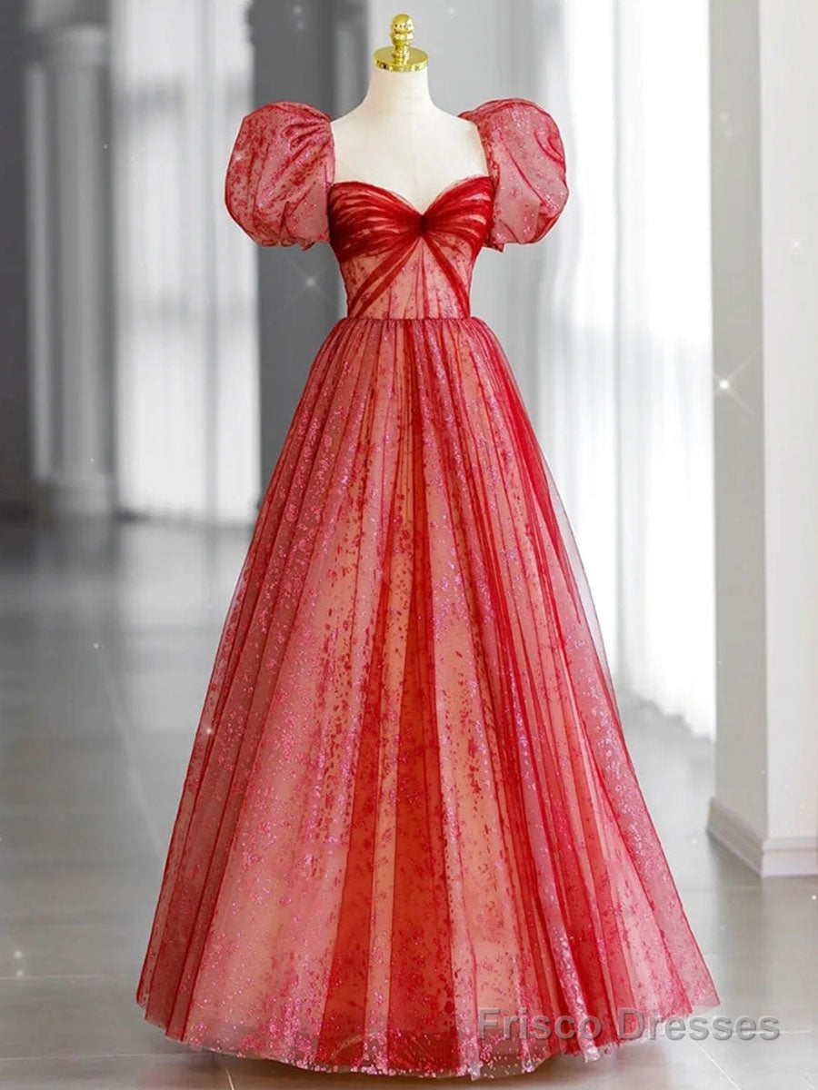 Red Long Prom Dresses, Aline Red Formal Graduation Dresses Main image