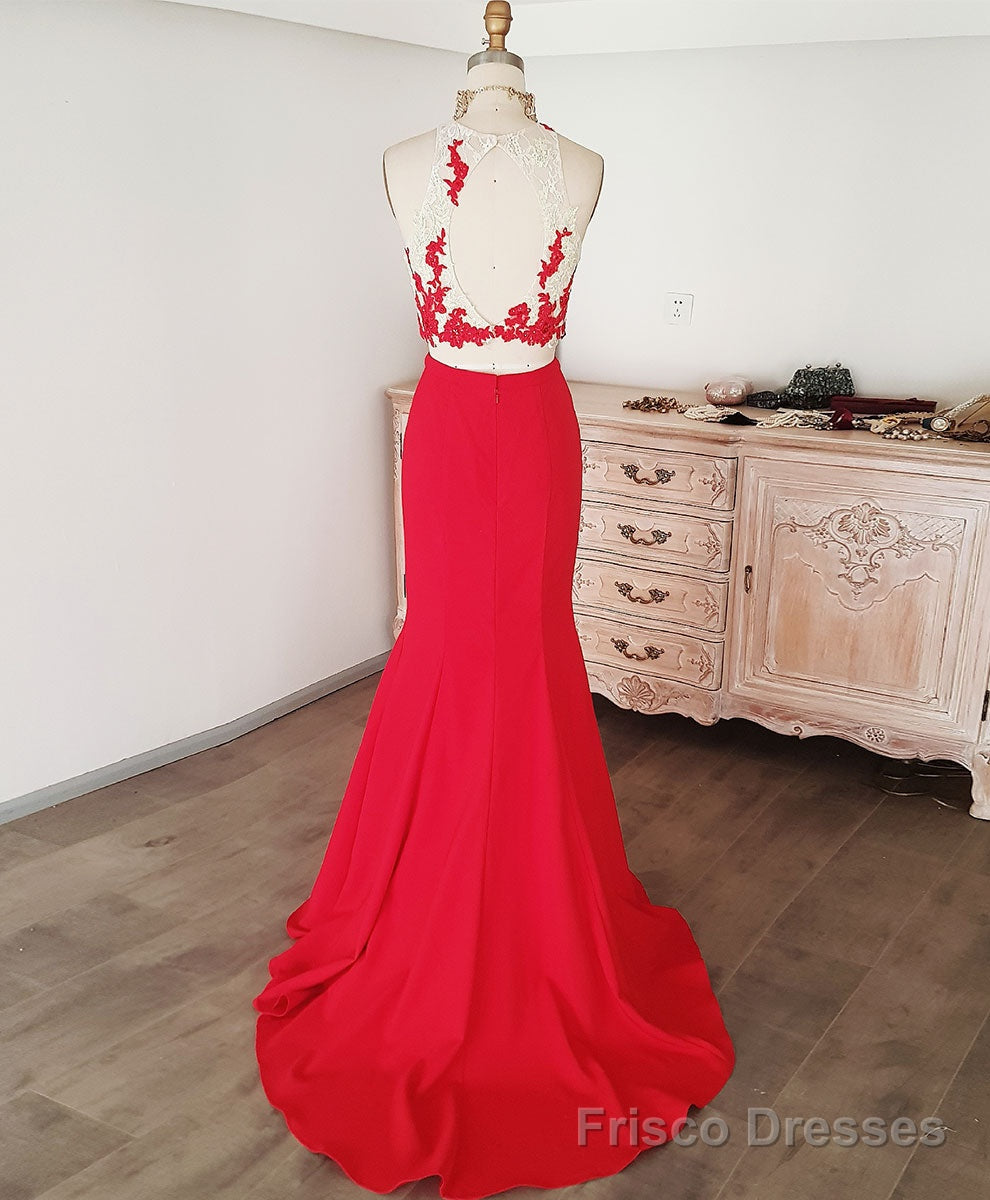 Red Mermaid Long Prom Dress, Red Formal Graduation Dress Secondary image