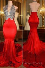 Red Mermaid Formal Prom Dress,Backless Formal Prom Dress,Formal Gowns,Formal Dress