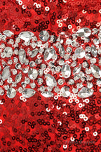 Red mermaid Sequins Sweetheart With Crystal Bridesmaid Dresses