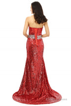 Red mermaid Sequins Sweetheart With Crystal Bridesmaid Dresses