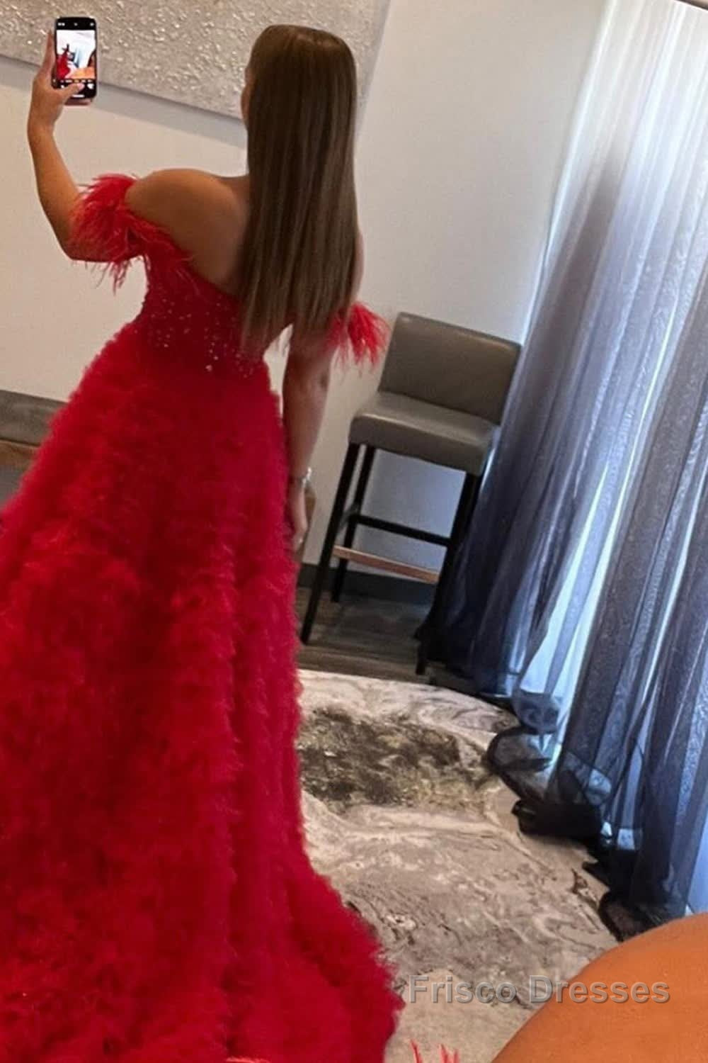 Red Off the Shoulder A-Line Princess Prom Dress Secondary image