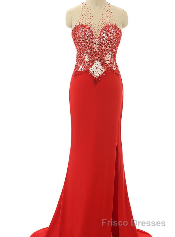 Red Prom Dresses Beading Prom Dresses Mermaid Evening Dresses Main image