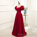 Red Puff Sleeve Formal Prom Dress / Red Bridesmaid Dress / Victorian Dress