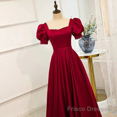 Red Puff Sleeve Prom Dress / Red Bridesmaid Dress / Victorian Dress