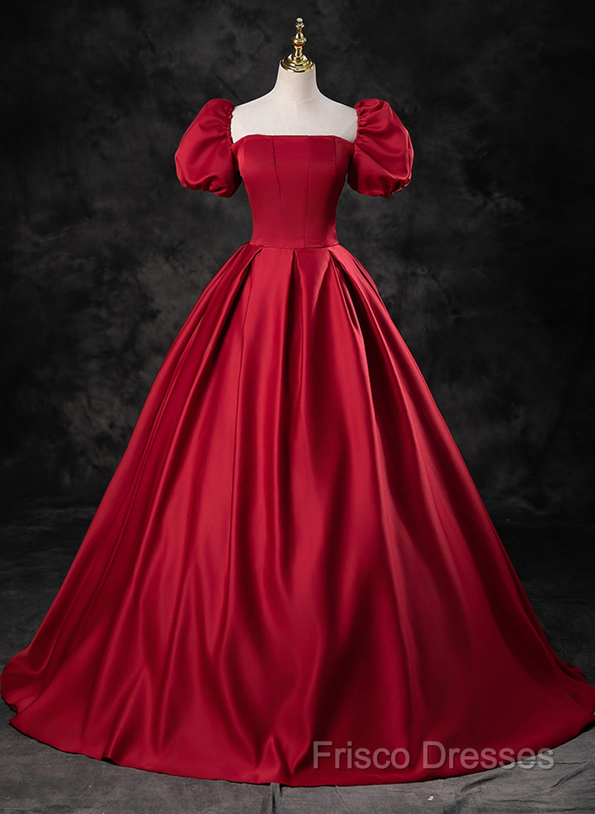 Red Satin Off Shoulder Long Simple A-Line Wedding Party Dress, Red Long Formal Dress
