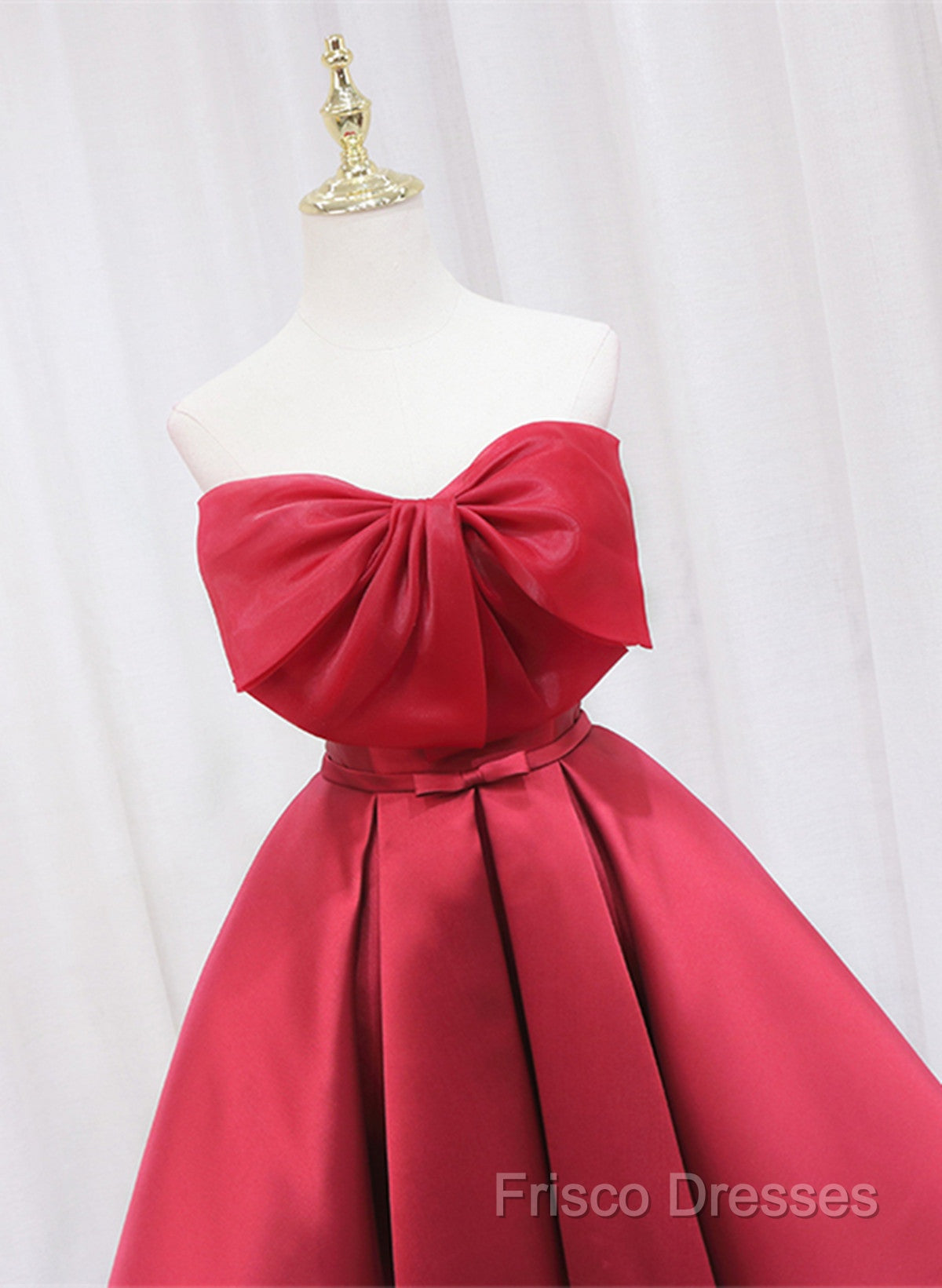 Red Satin Short Formal Prom Dress Party Dress, Lovely Red Knee Length Homecoming Dress