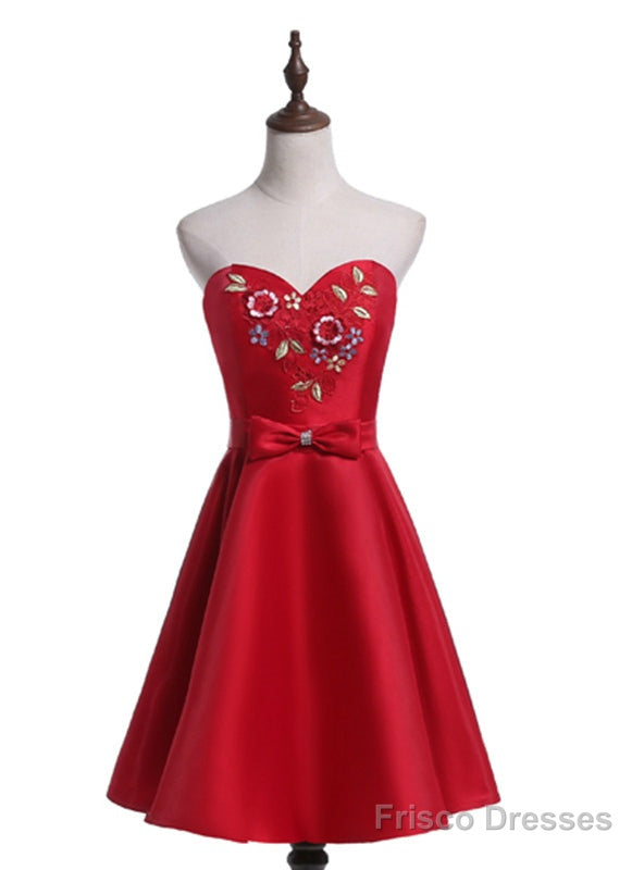 Red Satin Sweetheart Homecoming Dress Main image