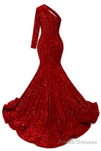 Purple Sequins Mermaid Prom Dresses One Shoulder Evening Dresses Floor Length Wedding Party Gowns